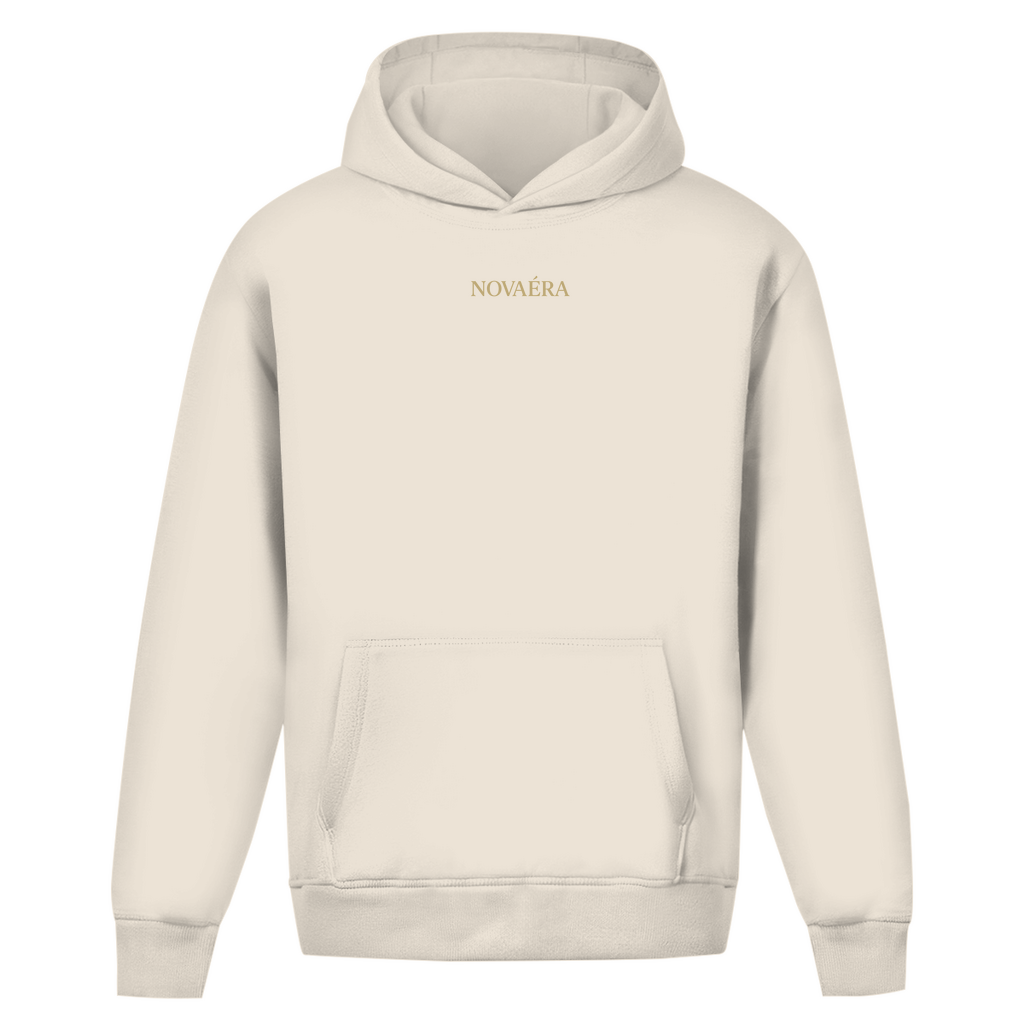 NOVAÉRA Oversize Hoodie ohne Kordel – Schwerer Stoff & Gold-Backprint „Roots Run Deep“